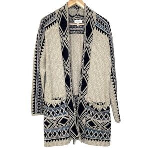 Lucky Brand Southwest Aztec pattern open cardigan XS